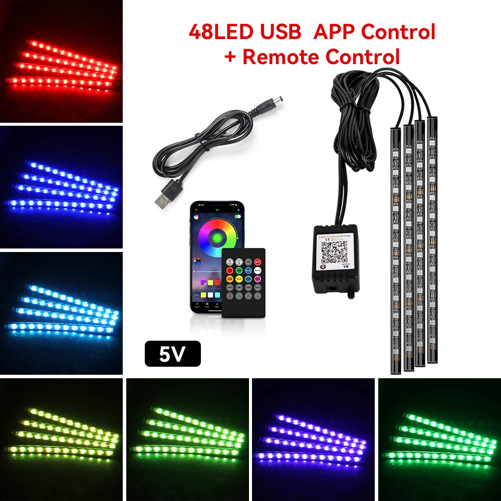 RGB LED Interior Ambient Lights for Mustang — App Control, Music Sync | Tradeo